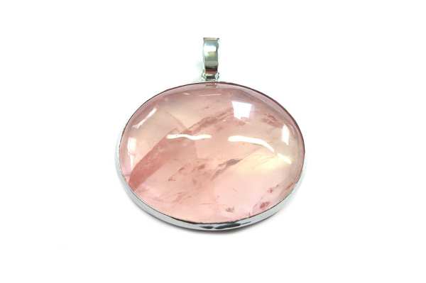 Large oversized cabochon rose quartz pendant