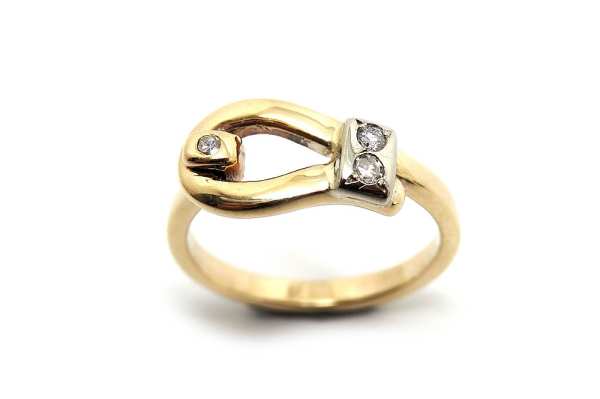 Opening dress ring with diamonds, matching opening bangle