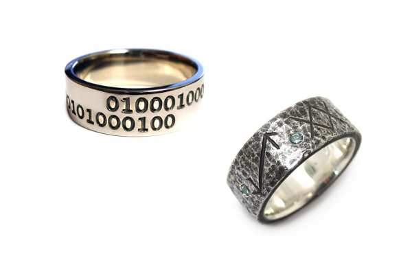 Custom made rings with personal messages for the wearer