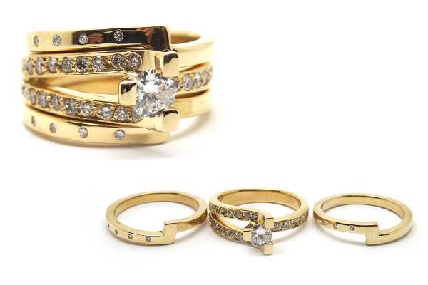 Three piece diamond wedding set