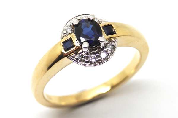Art deco inspired sapphire and diamond dress ring