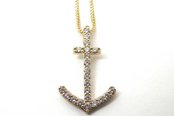 Diamond set anchor pendant
