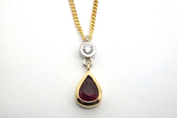 Ruby and diamond drop pendant