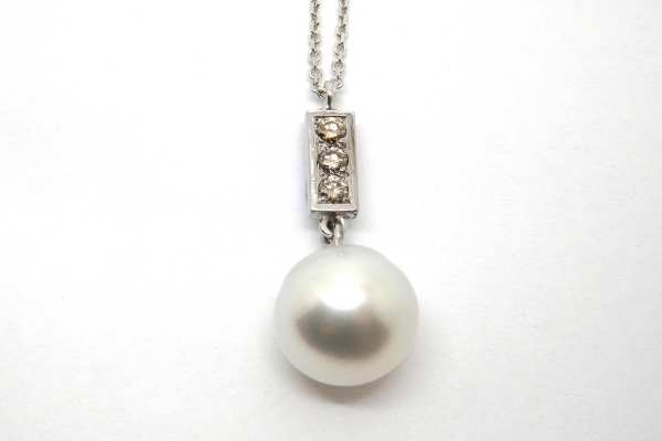 Argyle champagne diamond and south sea pearl drop pendant