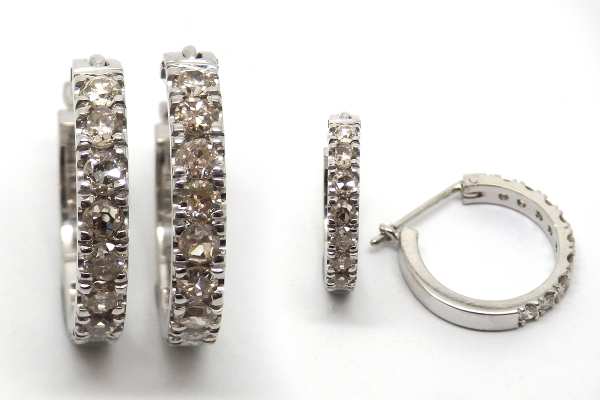 Handmade earrings with old cut diamond bead set