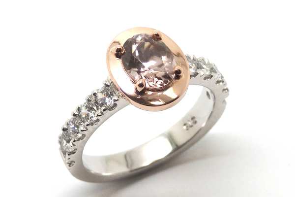 Oval zircon and cubic zirconia dress ring