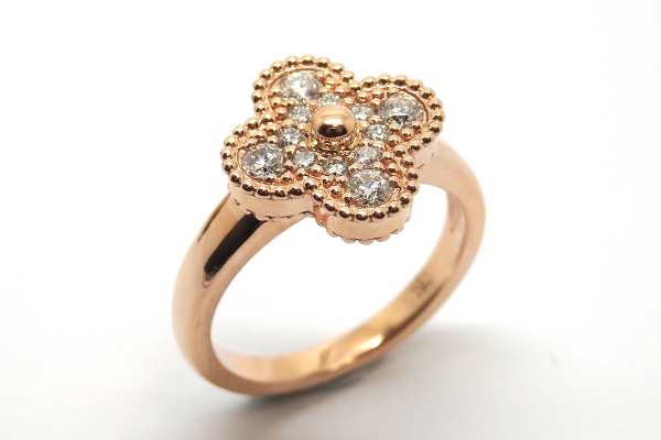 Sculptured rose gold and diamond dress ring
