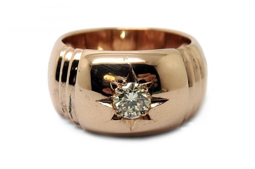 Rose gold domes ring with a star set diamond in the centre