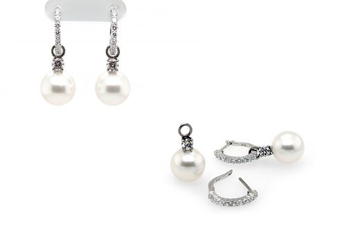 South Sea pearl and diamond removable drops in white gold