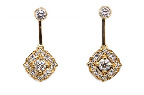 Yellow gold diamond Art Deco inspired earrings