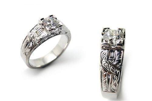 Art Deco inspired engagement diamond ring