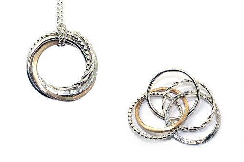 Friendship pendant. Using different finishes, each representing one of the ladies, the recipient being in gold.
